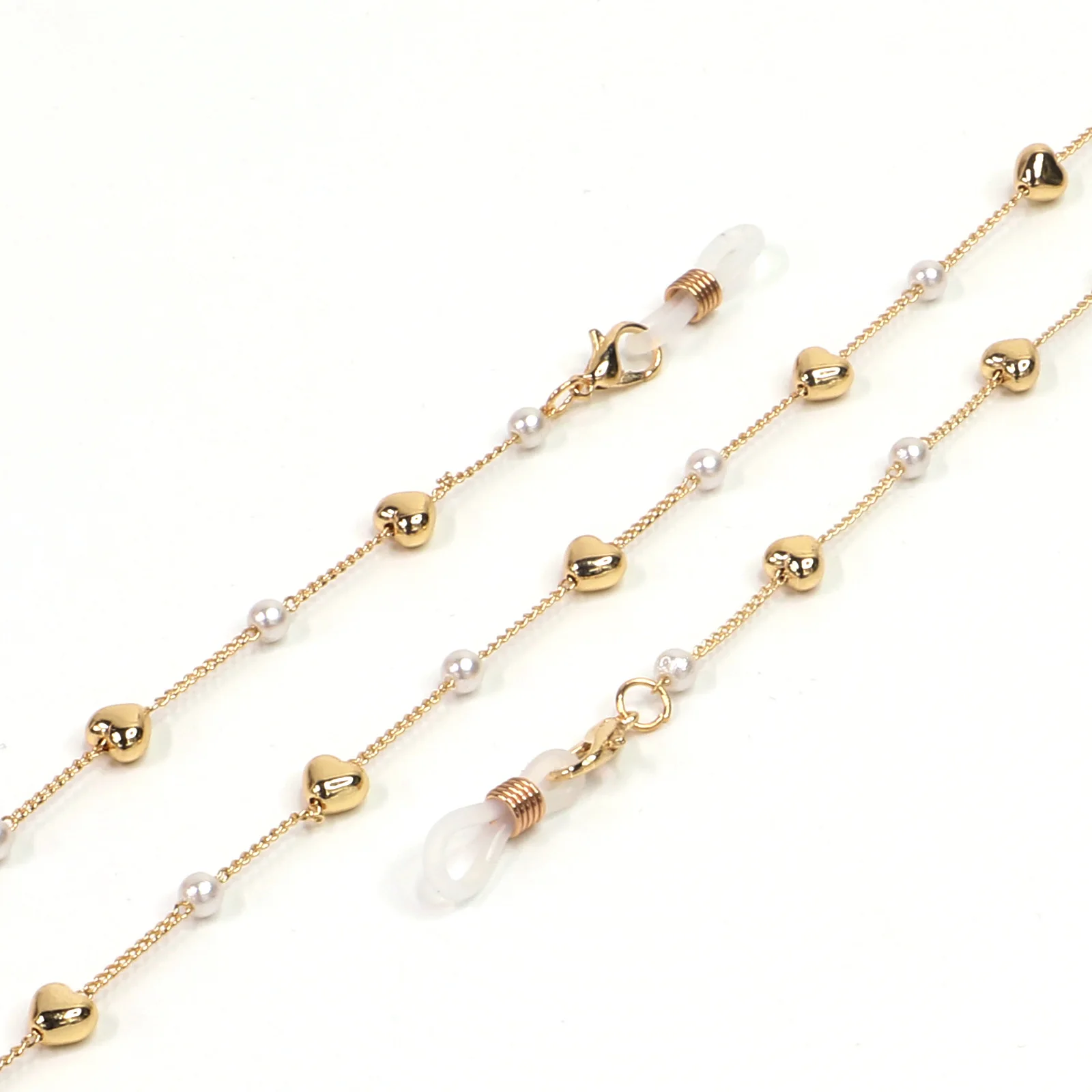 

Hot Fashion Simple Gold Pearl Heart Glasses Rope Glasses Chain