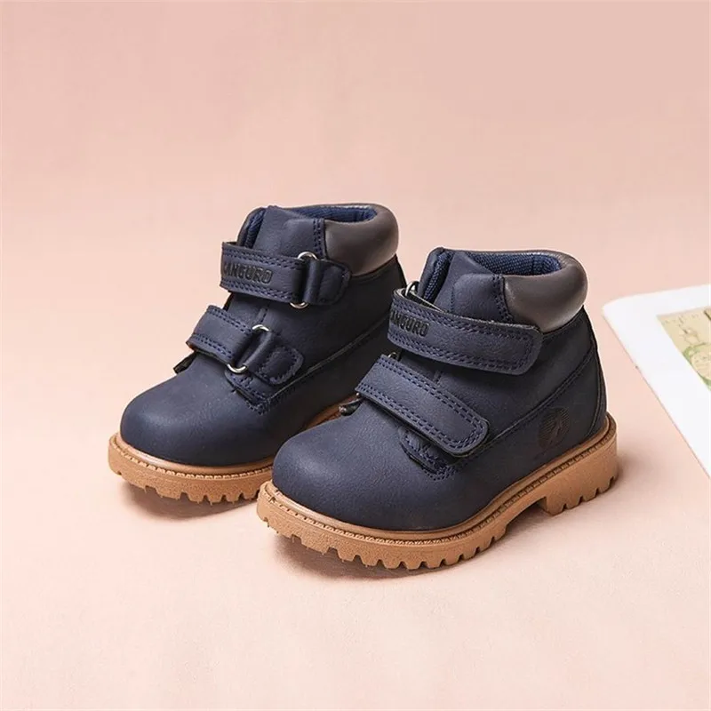 Детские ботинки из ПУ кожи унисекс водонепроницаемые с резиновой подошвой для