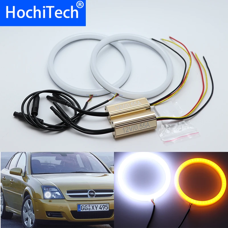 

White & yellow Dual and only white color Cotton LED Angel eyes kit halo ring DRL Turn signal light for Opel Vectra C 2002-2004