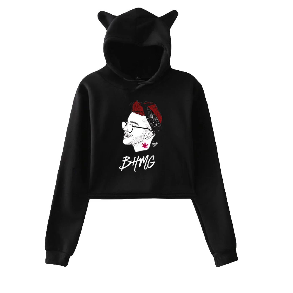 

2021 Sfera Ebbasta 2D Print fashion Cat ears Top Girl Hoodies Sweatshirt Sexy clothes