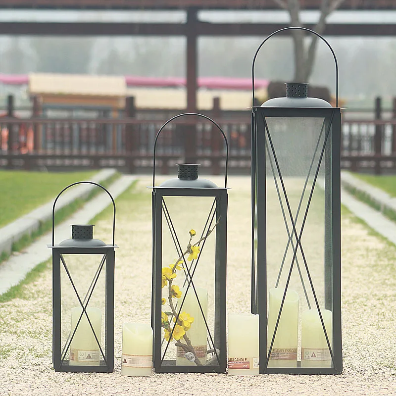 Скандинавский Железный стеклянный Ретро подсвечник лампа уличный ветрозащитный