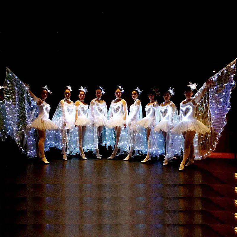 Светодиодная плащ, светящаяся золотые крылья, Бабочка, танцевальная флуоресцентная балетная юбка, женская одежда для выступлений для взрос... от AliExpress RU&CIS NEW