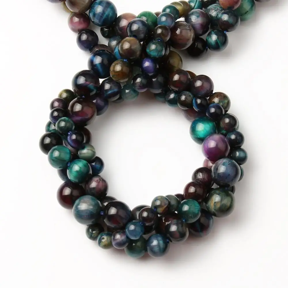 

6 8 10 mm Natural Stone Colorful Tiger Eye Round Spacer Beads DIY Jewelry Making Finding Bracelet Accessories Supplies Wholesale