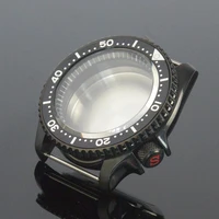 skx watch case black polished case fit 7s26 nh35 nh36 4r35 4r36 movement skx007 skx009 watch replace case crown 3 8 case