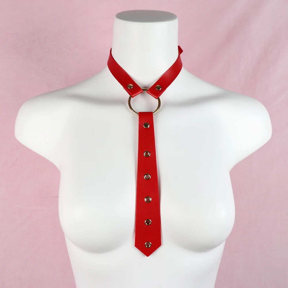 Женский красный галстук-бабочка из ПУ кожи в готическом стиле | Украшения и