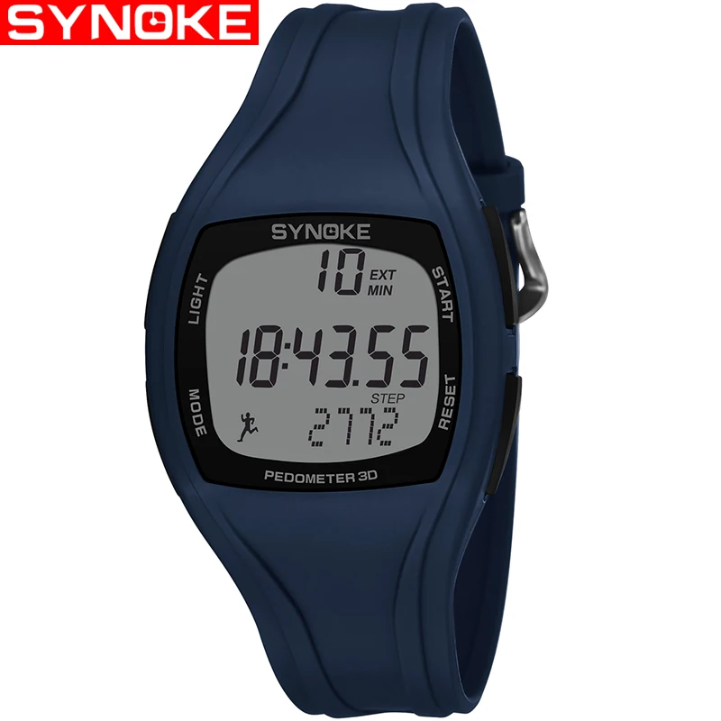 Blue SYNOKE мужские s цифровые часы Шагомер калорий Фитнес спортивные часы мужские Водонепроницаемые силиконовые светодиодные часы наручные часы Мужская мода s - Цвет: Blue