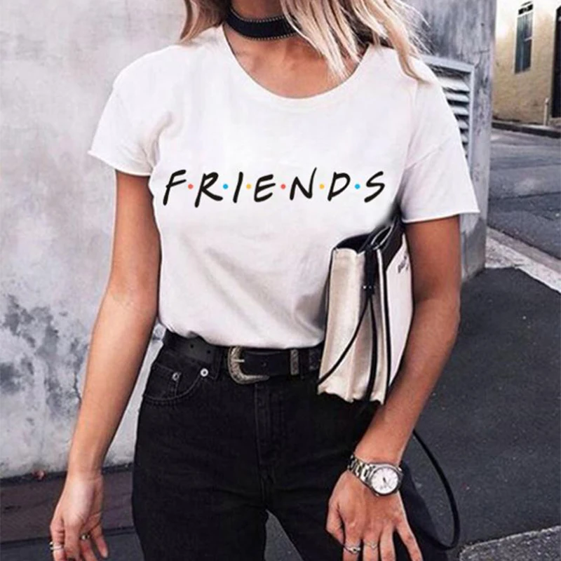 

FRIENDS Letter t shirt Women tshirt Casual Funny t shirt For Lady Girl Top Tee Hipster Drop Ship