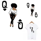 Термонаклейки Q Black Queen на одежду, женская футболка, толстовки, термонаклейки для одежды, аппликация в африканском стиле, украшение