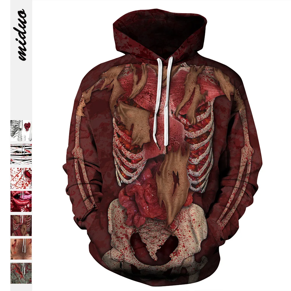 Хип-Хоп Уличная одежда страшные кровавые толстовки Хэллоуин косплей костюмы для