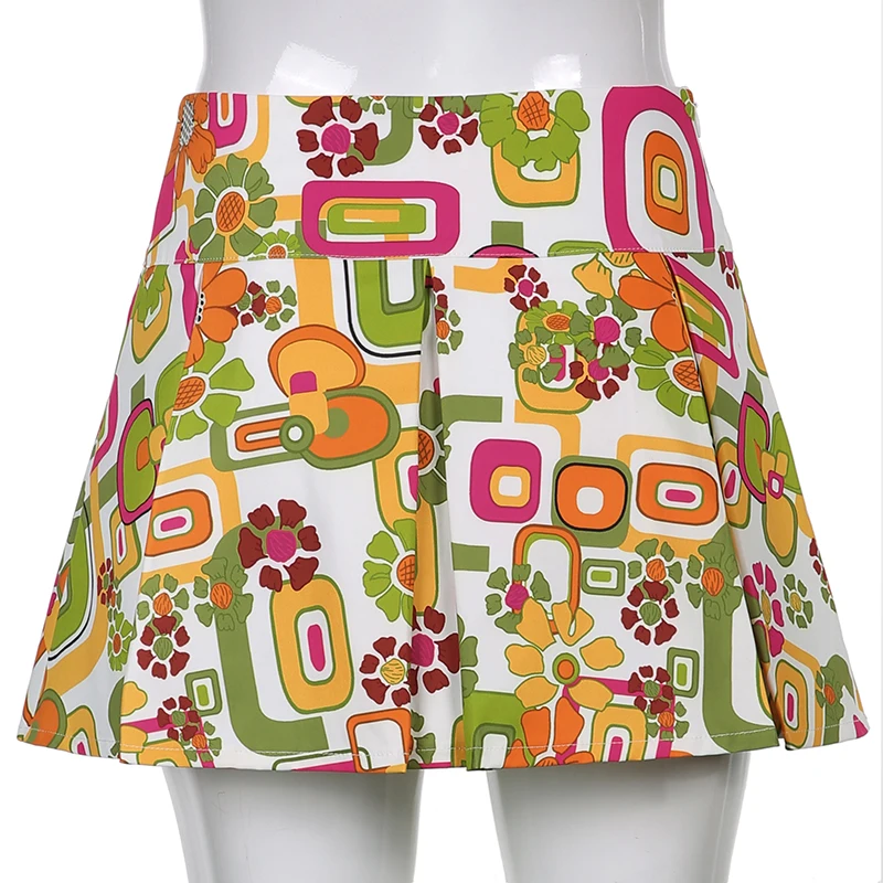 

Lucyever Floral Printed Mini Skirt Woman Summer Fashion Pleated High Waist Short Skirts Female Streetwear Vacation Skirt Mujer