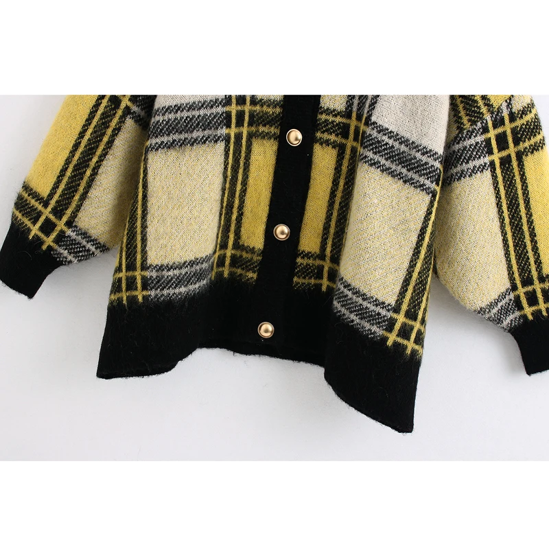 Однобортный свитер для женщин модный свободный с V образным вырезом элегантные