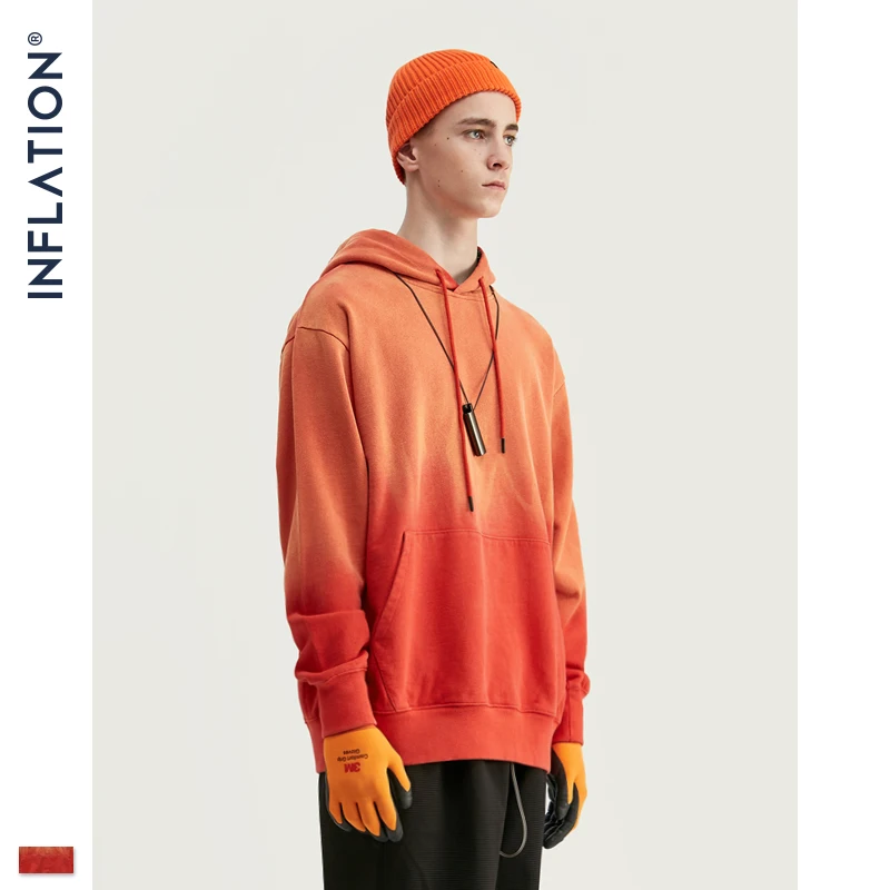 INFLATION мужские толстовки Dip Dye FW уличная оранжевая Мужская толстовка большого размера в стиле хип-хоп, хлопок, мужские зимние толстовки 9650W