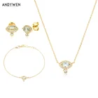 ANDYWEN, ожерелье из стерлингового серебра 925 пробы с золотистой зажигалкой и голубым цирконием, Очаровательное длинное ожерелье с цепочкой 2021 пробы, украшение для свадебной вечеринки с кристаллами