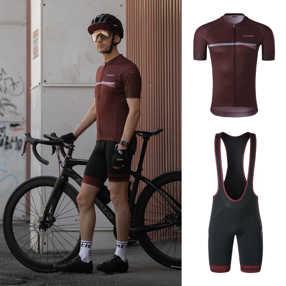 

Santic Men Cycling Jersey Set Breathable Summer Sport MTB Jerseys Cycling Clothing Short Bike Jersey Asian Size WM0CT081