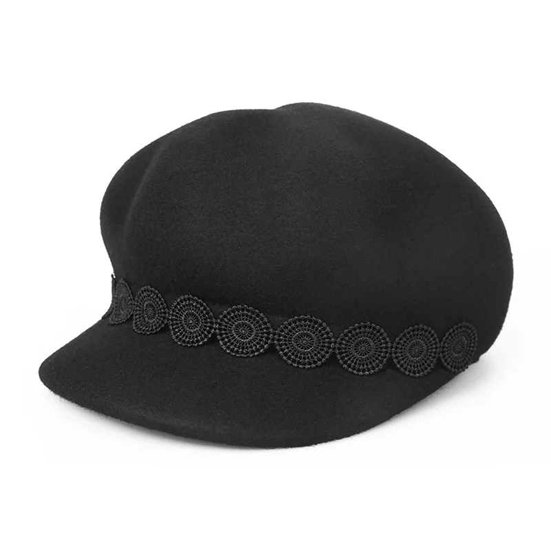 Black-57cm Sedancasesa, кепка Newsboy s для женщин, осенняя мода, британский стиль, плоская шерсть, фетровые шапки для девочек, береты, женская кепка Boina - Цвет: Black-57cm