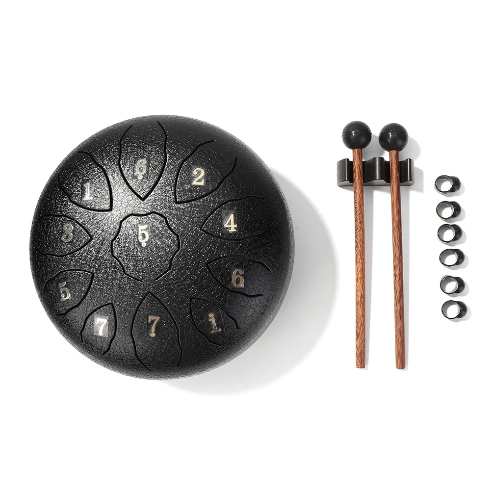 

Steel Tongue Drum Hand Pan Drum 8 inch 11 Tone Hand Pan Tank Drum Percussion Instrument with Drum Mallets Music Book Carry Bag