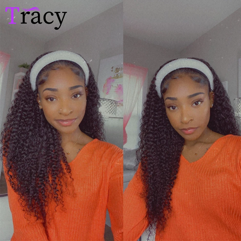 Women's Headband Wig TRACY Human Hair Indian kinky curly Wigs For Women Human Hair Glueless Full Machine Made Fast Delivery