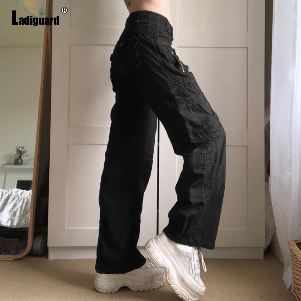 Ladiguard Women Cargo Jeans Demin Pants Girls Streetwear Straight Leg Jeans Loose Trouser Harajuku 2022 Spring New Fashion Pants