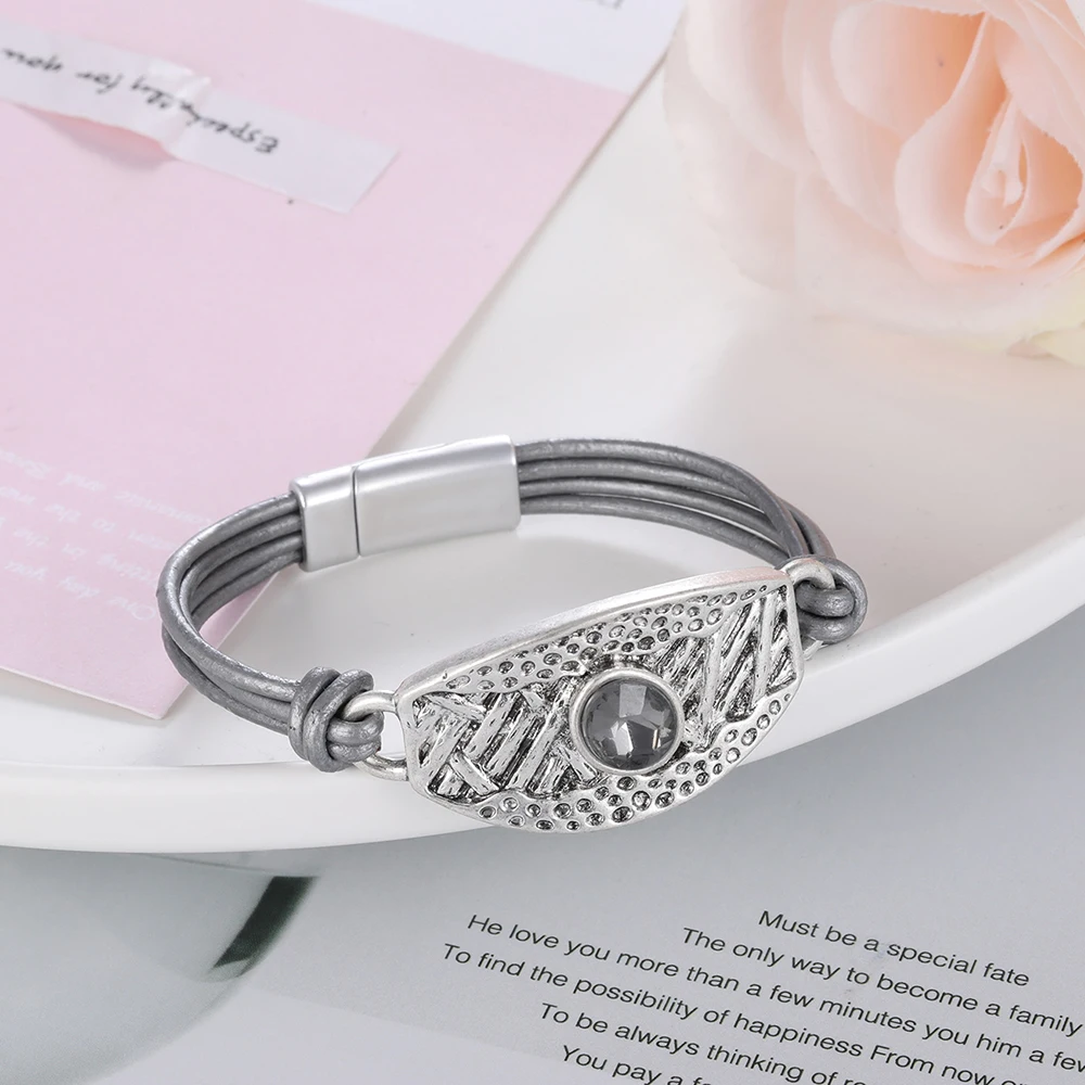 Овальные стеклянные антицветные искусственная кожа цепочка Кристальные