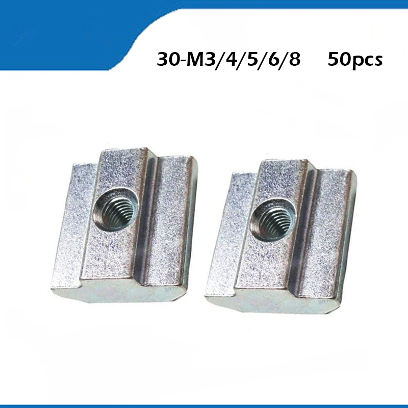 

50pcs/lot T Sliding Nut Block Square nuts M4 M5 M6 m8 for 3030 Aluminum Profile Slot 6 Aluminum connector Accessor