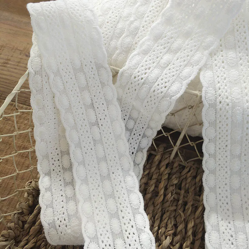 Однометровая Цветочная вышитая бежевые хлопковые кружева лента для рукоделия