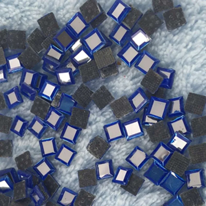 Зеркальные синие Квадратные бусины с плоской задней поверхностью 300 1440 шт. S4 * 4