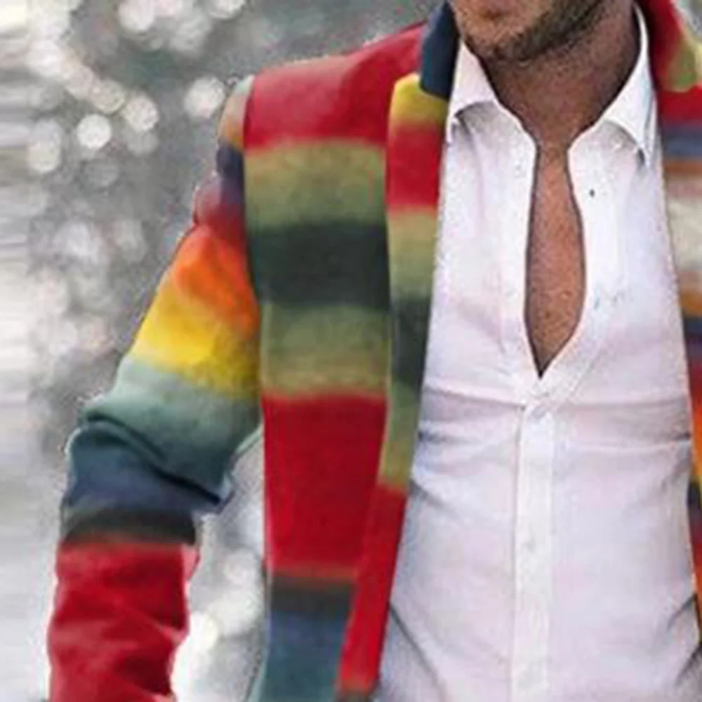 Разноцветные шерстяные смешанные европейские модные полосатые мужские зимние