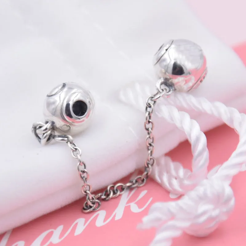 Логотип сигнатура безопасности цепи Бусины Fit Pandora Essence коллекция браслет 925 пробы Серебряный Шарм ювелирные изделия
