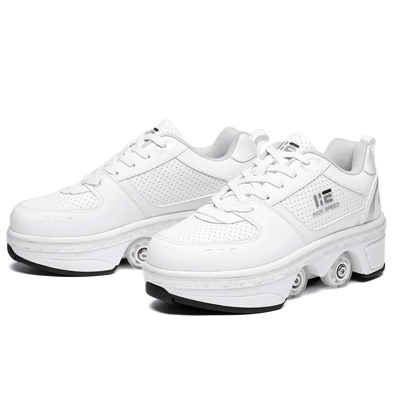 

2021 New Dual-purpose Roller Skating Deformation Shoes Double Row Roller Skating Shoes Modified Version Four-wheel Running Shoes