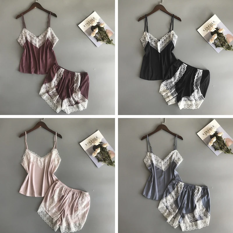 SAFENH женские пижамные комплекты ночная рубашка Сексуальная Дамская атласная