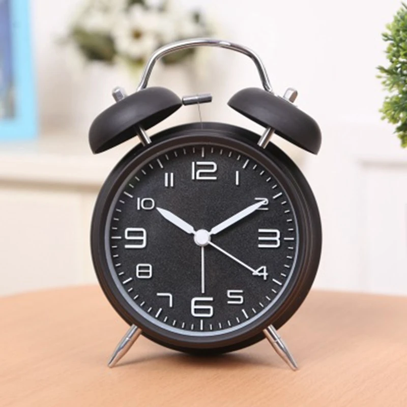 

Retro Number Double Bell Ringing Alarm Clock Household Digital Clock Home Desk Table Decor Fashion Round Clocks