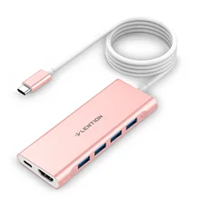 long Cable type c Multiport Hub with 4K HDMI, 4 USB 3.0, Type C Charging Adapter for NEW M1 MacBook Air 13 (Thunderbolt 3 ) ipad