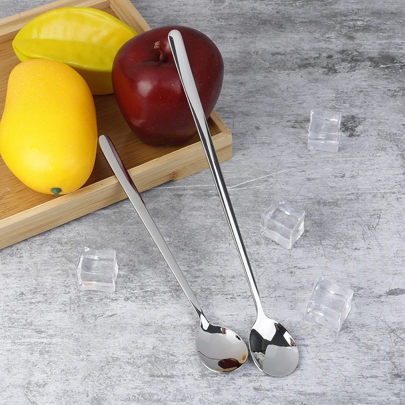 

Кофейная ложка с длинной ручкой из нержавеющей стали, десертная ложка для мороженого, чая, для пикника, кухонные аксессуары