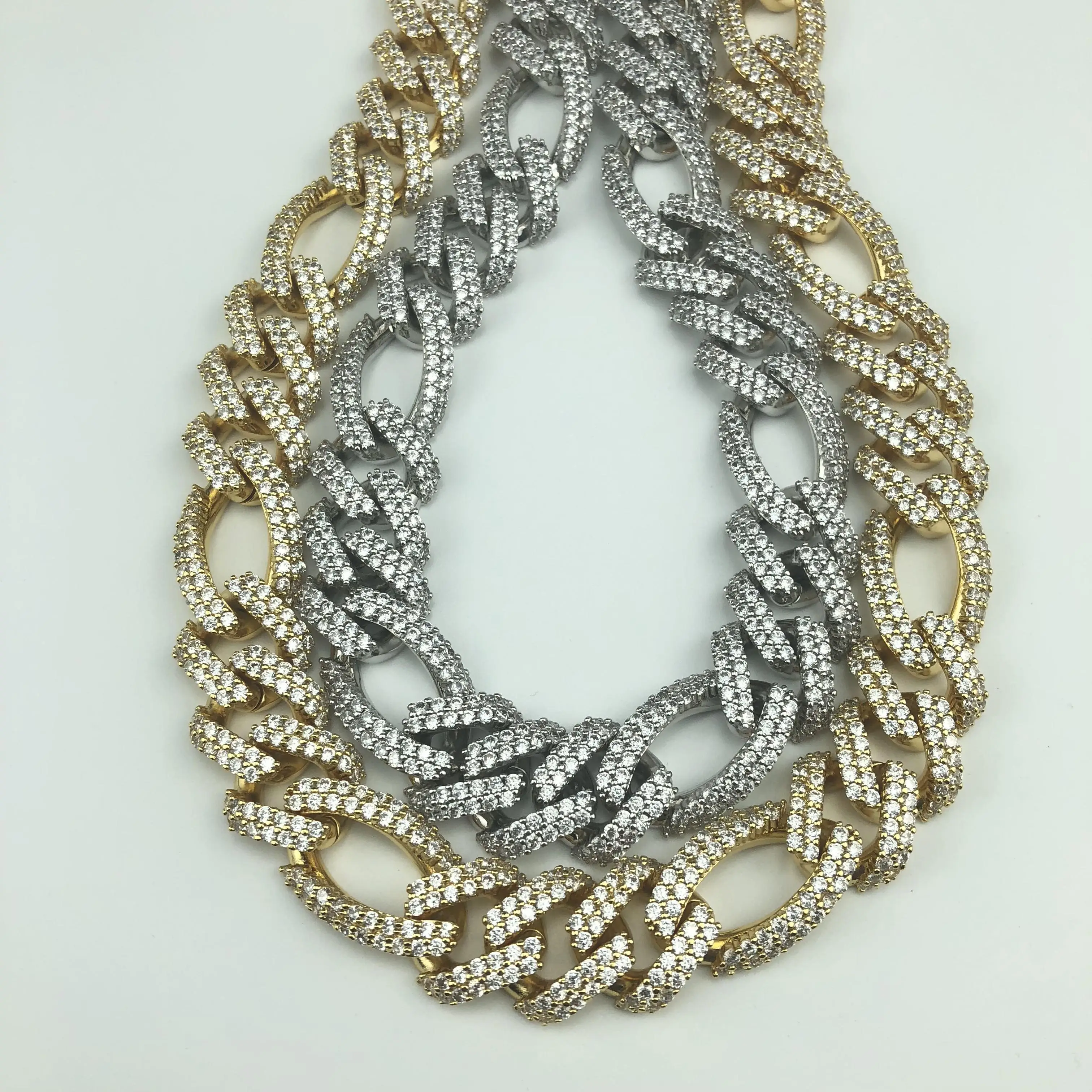 Цепочка мужская с высокой полировкой и фианитом 19 мм|Подвески| |