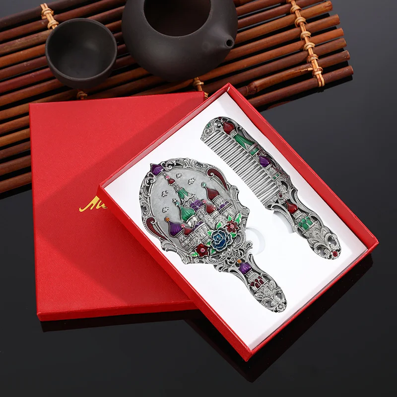 Китайское винтажное зеркало CASHOU58 с вырезами стразы искусственная резьба в