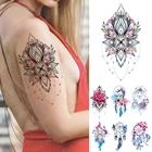 Водонепроницаемый Временные татуировки-наклейки мандала, Ловец снов флеш-тату с изображением Льва бабочки для боди-арта Arm переводятся с помощью воды, поддельные татуировки для женщин