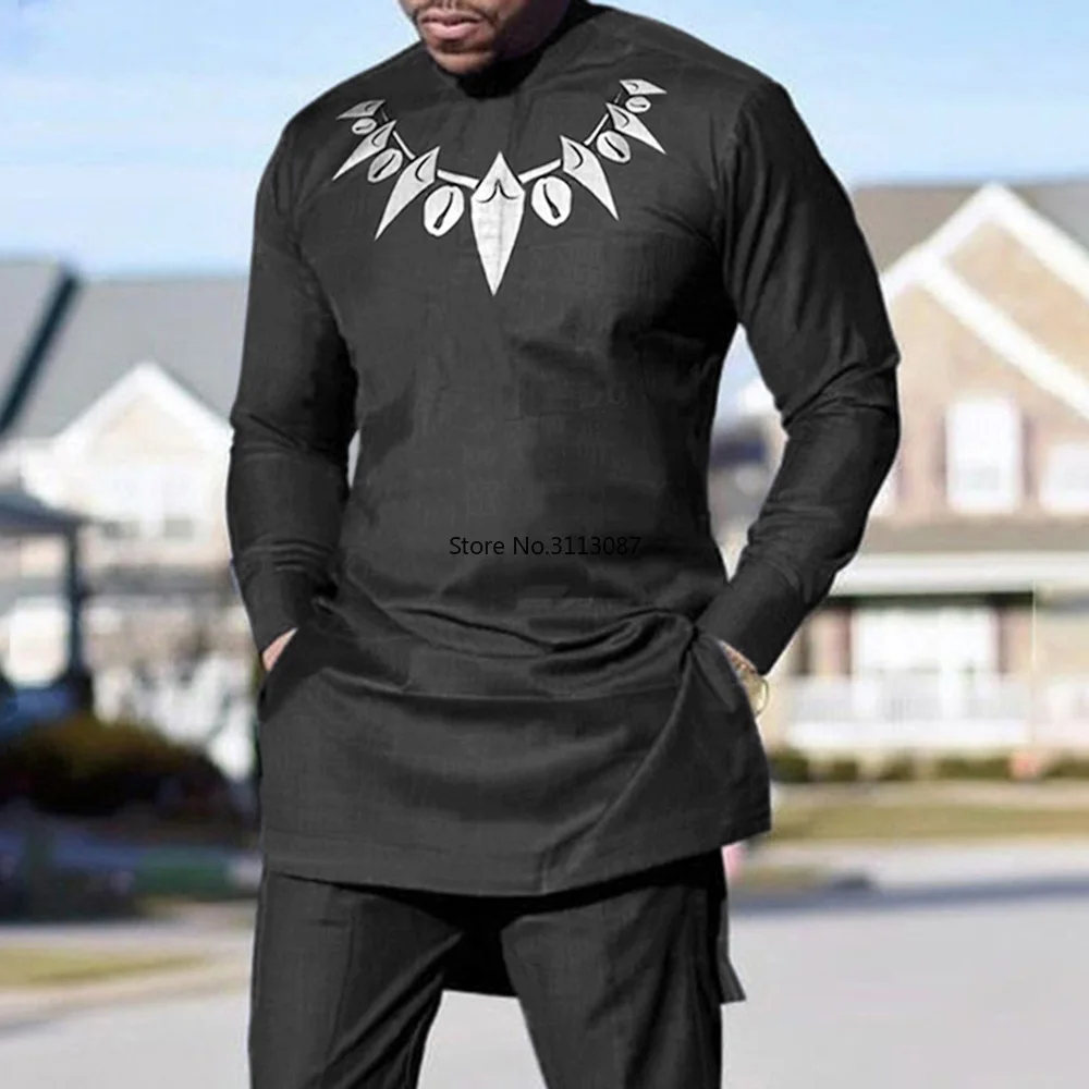 

2021 New Arrival Summer African Men Long Sleeve O-neck Plus Size Shirts African Clothes for Men African Clothes M-4XL