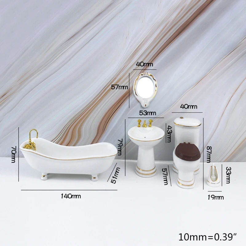 

Doll House Furniture 1/12 Children Doll House Bathroom Furniture Bath Doll House