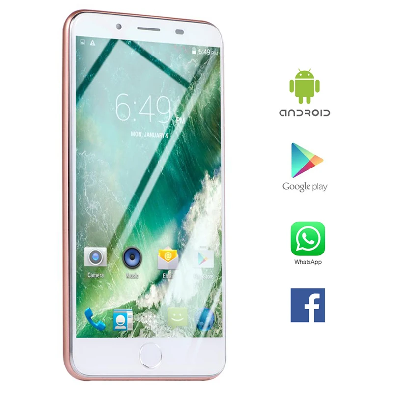 Разблокированный на мировом языке Android OS смартфон 7Plus 5," дюймовый смартфон для распознавания лица Google Play БЕСПЛАТНО 3,5 мм наушники подарок