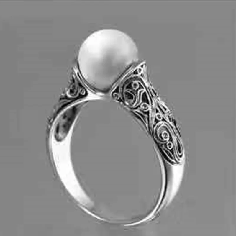 CHUHAN Exquisite Vintage Inlaid Pearl Ring Gold Plated Ladies Jewelry Wedding Engagement Rings for Women | Дом и сад