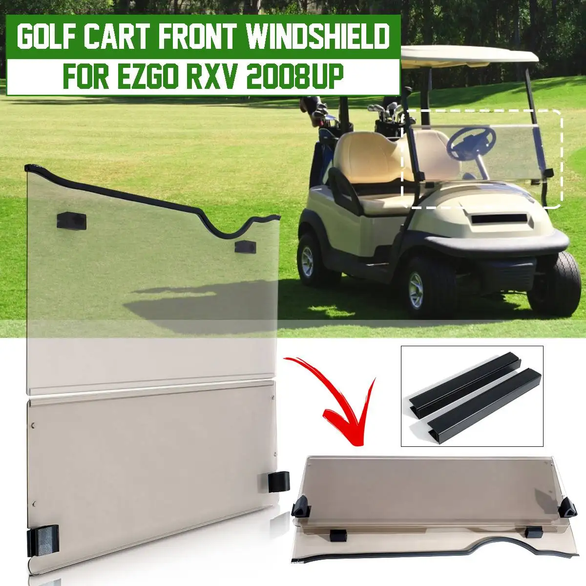 Golf Cart переднее ветровое стекло тонированное переднее ветровое стекло складной стиль для EZGO RXV 2008-on