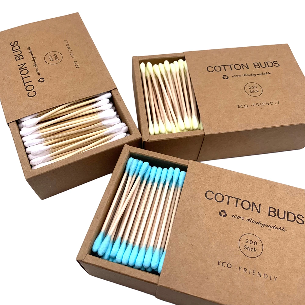 

200pcs/ Pack Double Head Cotton Swab Women Makeup Cotton Buds Tip for Medical Wood Sticks Nose Ears Cleaning Health Care Tools