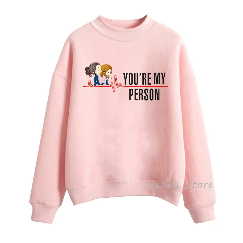 Розовая толстовка с капюшоном надписью you are my person и greys anatomy Для женщин Зимняя