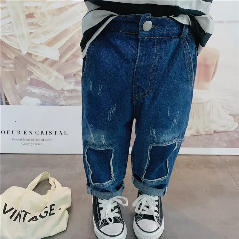 

Джинсы для мальчиков, модные повседневные весенне-осенние брюки в Корейском стиле для мальчиков, детские брюки, повседневные джинсовые брю...