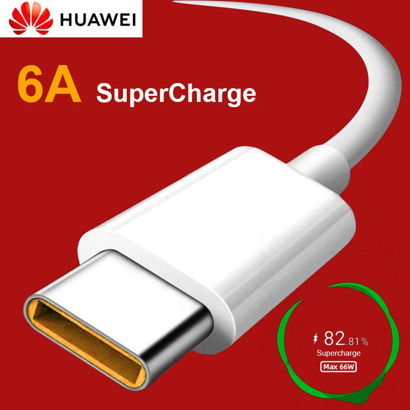 Оригинальный суперзарядный кабель Huawei Mate 40 Pro 6A 66 Вт USB с суперзарядкой типа C для 20