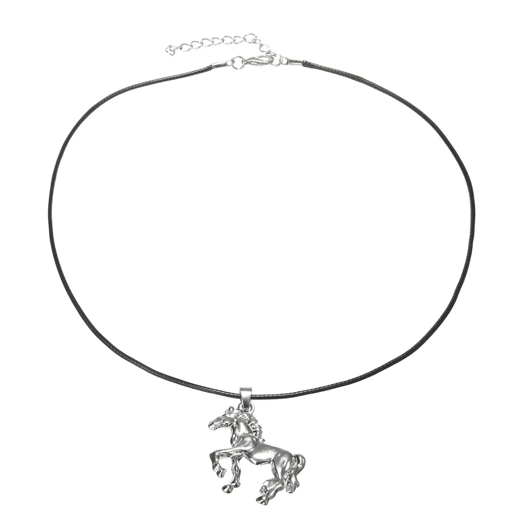 Ожерелье с лошадью Винтажное колье из нержавеющей стали макси ювелирное изделие