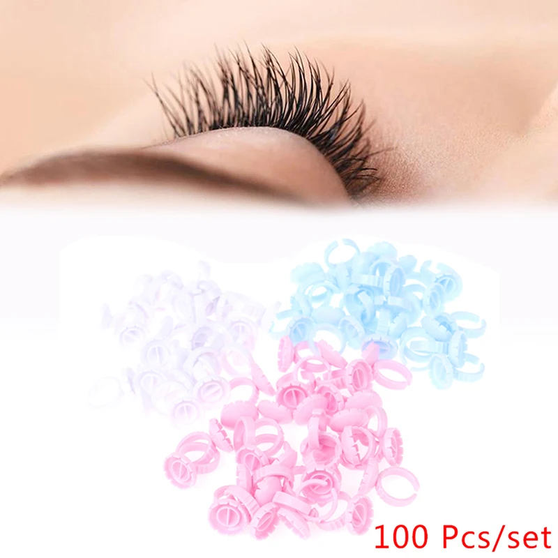 

100 шт. клей для наращивания ресниц вентилятор чашка с держателем в виде кольца контейнер татуировки пигмент лоток