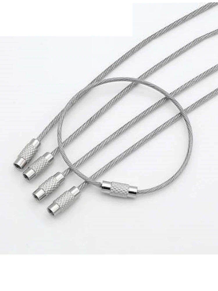 10x Stainless Steel EDC Cable Wire Loop Luggage Tag Key Chain Ring Screw Lock S! 10x Stainless Steel EDC Cable Wire Loop Luggage Tag Key Chain Ring Screw Lock S!