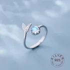 Женское кольцо с лунным камнем Русалочки, изящное вечерние ювелирное изделие из стерлингового серебра 2021 пробы с хвостом русалки, регулируемый размер, JZ459, 925