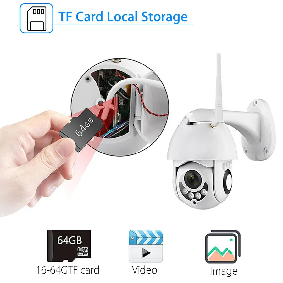 

1080P Full Color HD IR Night Video PTZ IP Camera Outdoor Speed Dome Wireless Wi-Fi Network Security Surveillance Camera
